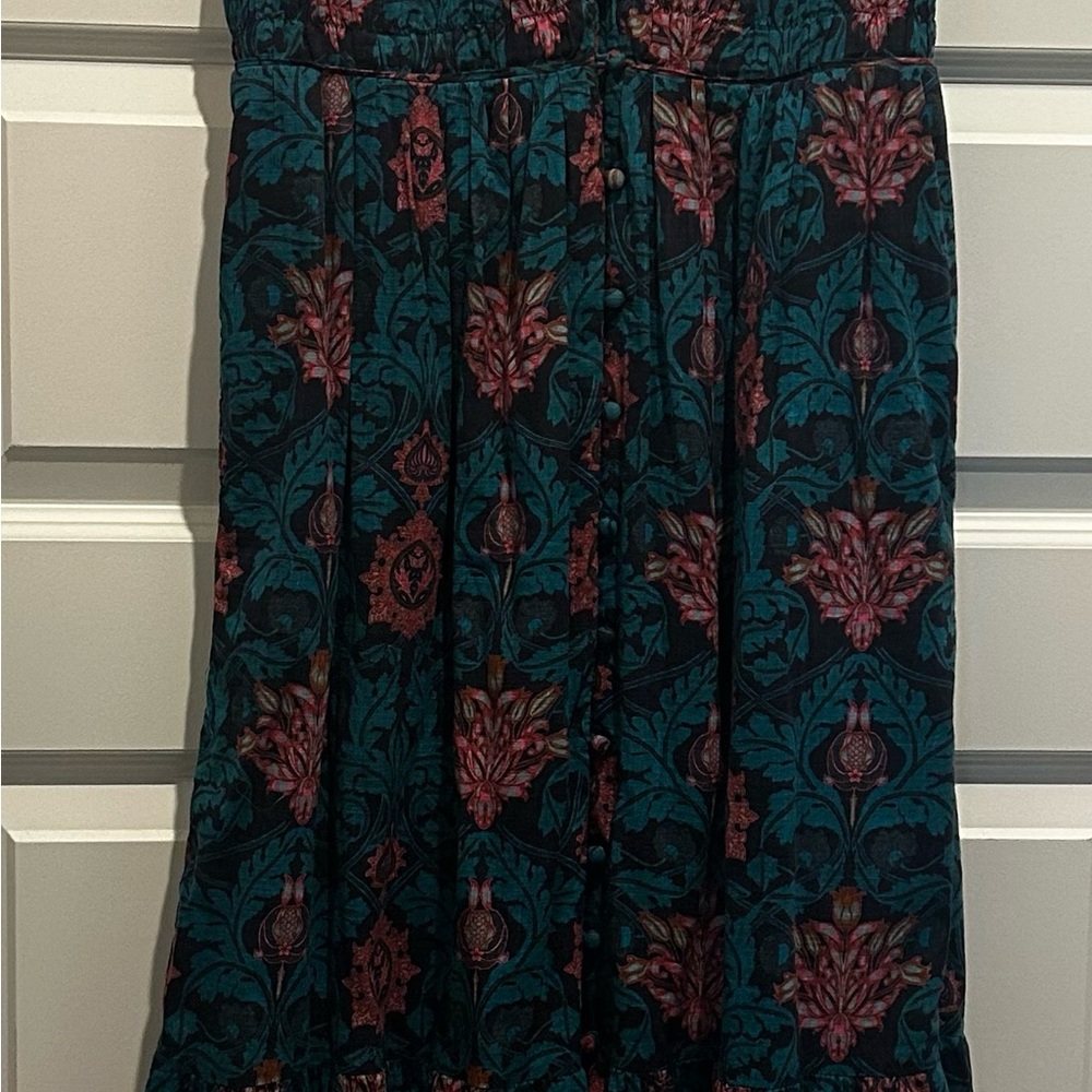 Anthropologie Floral Patterned dress- Teal and Pink